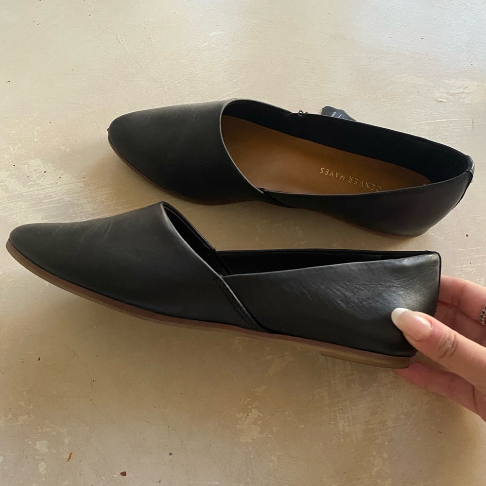 Denver Hayes Black Women’s Leather Slip On Flats